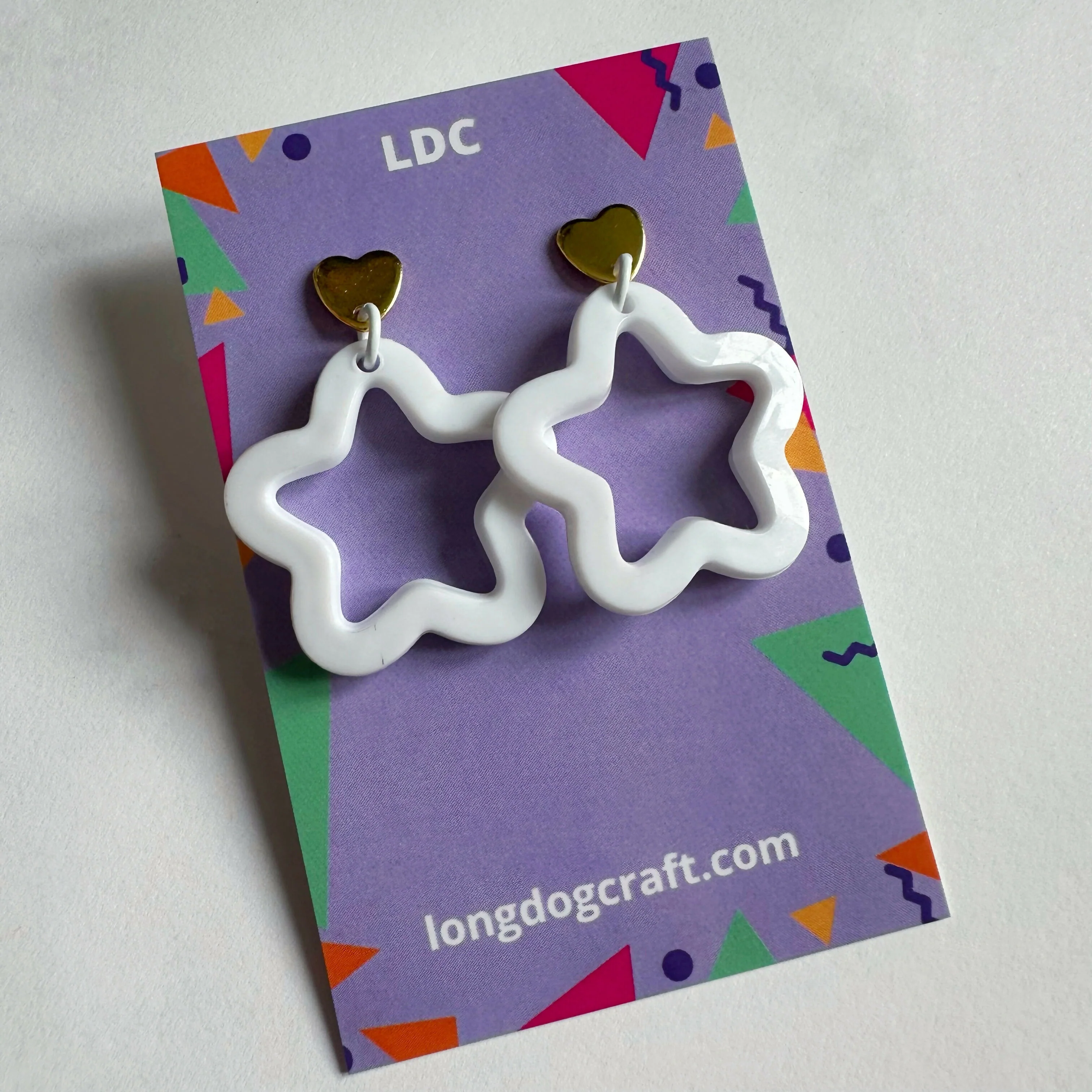 Acrylic Star Drop Stud Solid White - Image 3