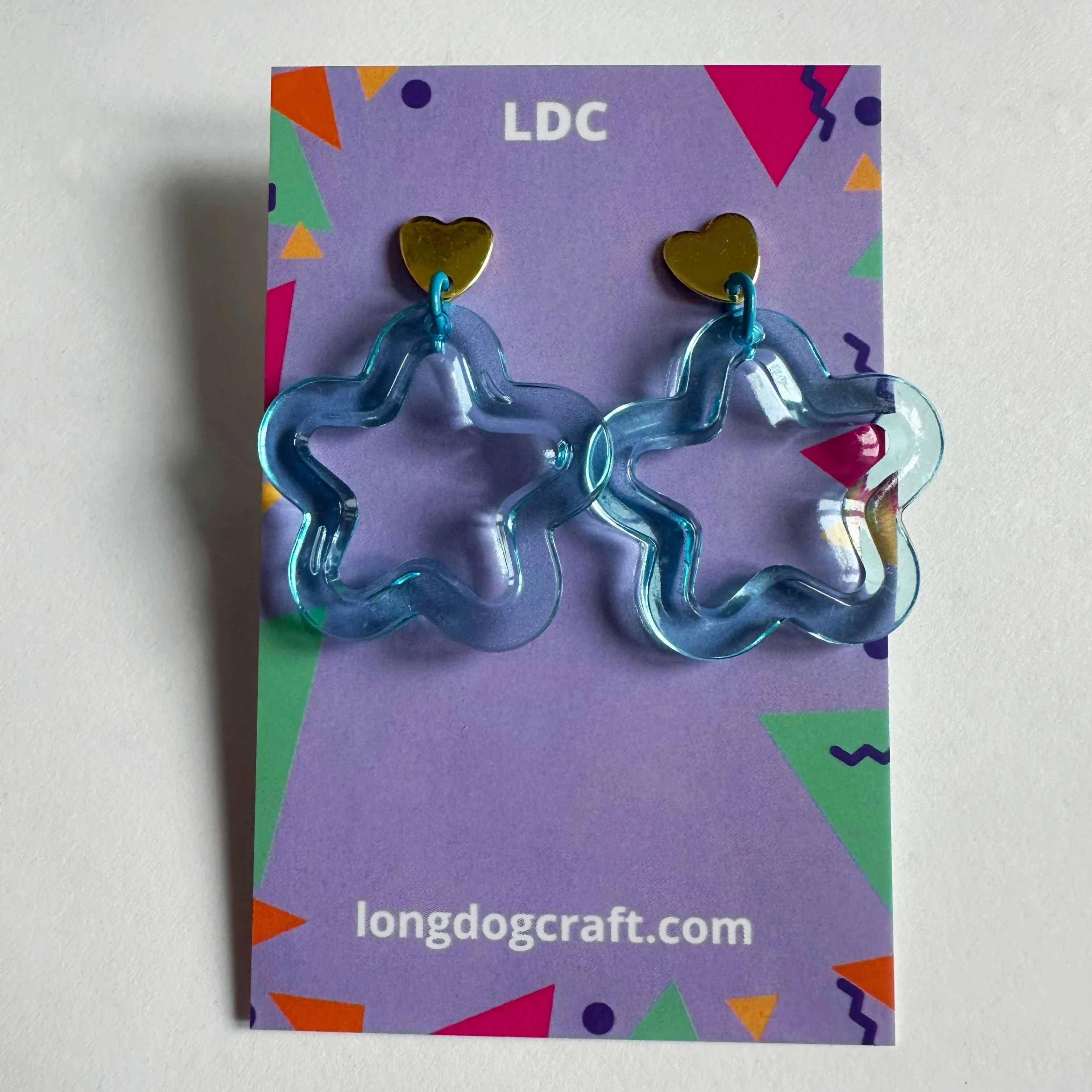 Acrylic Star Drop Stud Turquoise - Image 3
