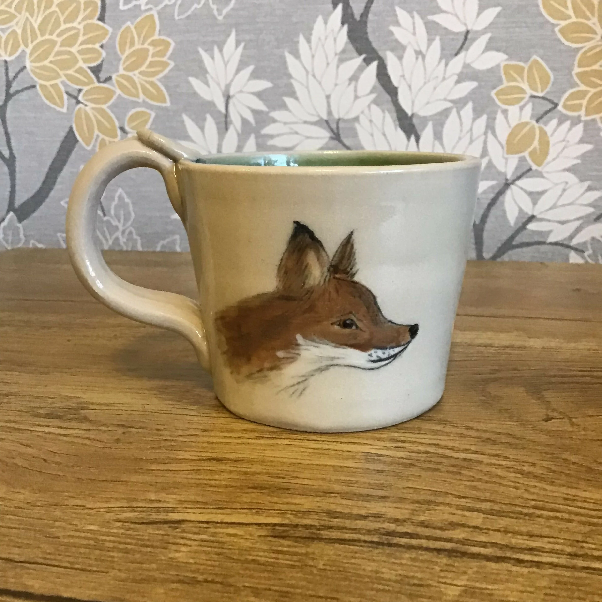 Handpainted Animal Mug Green/ cream /brown - Image 11