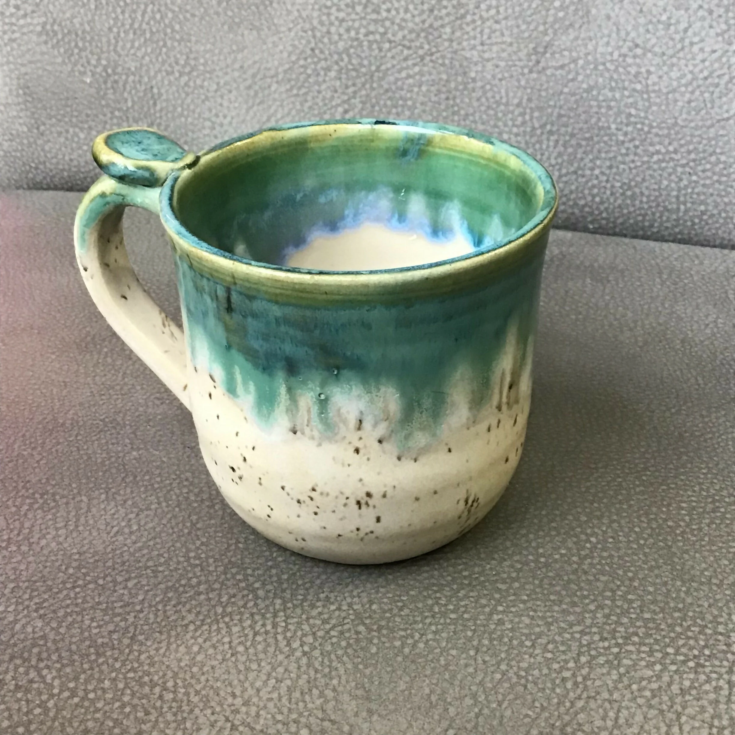Handpainted Animal Mug Green/ cream /brown - Image 6