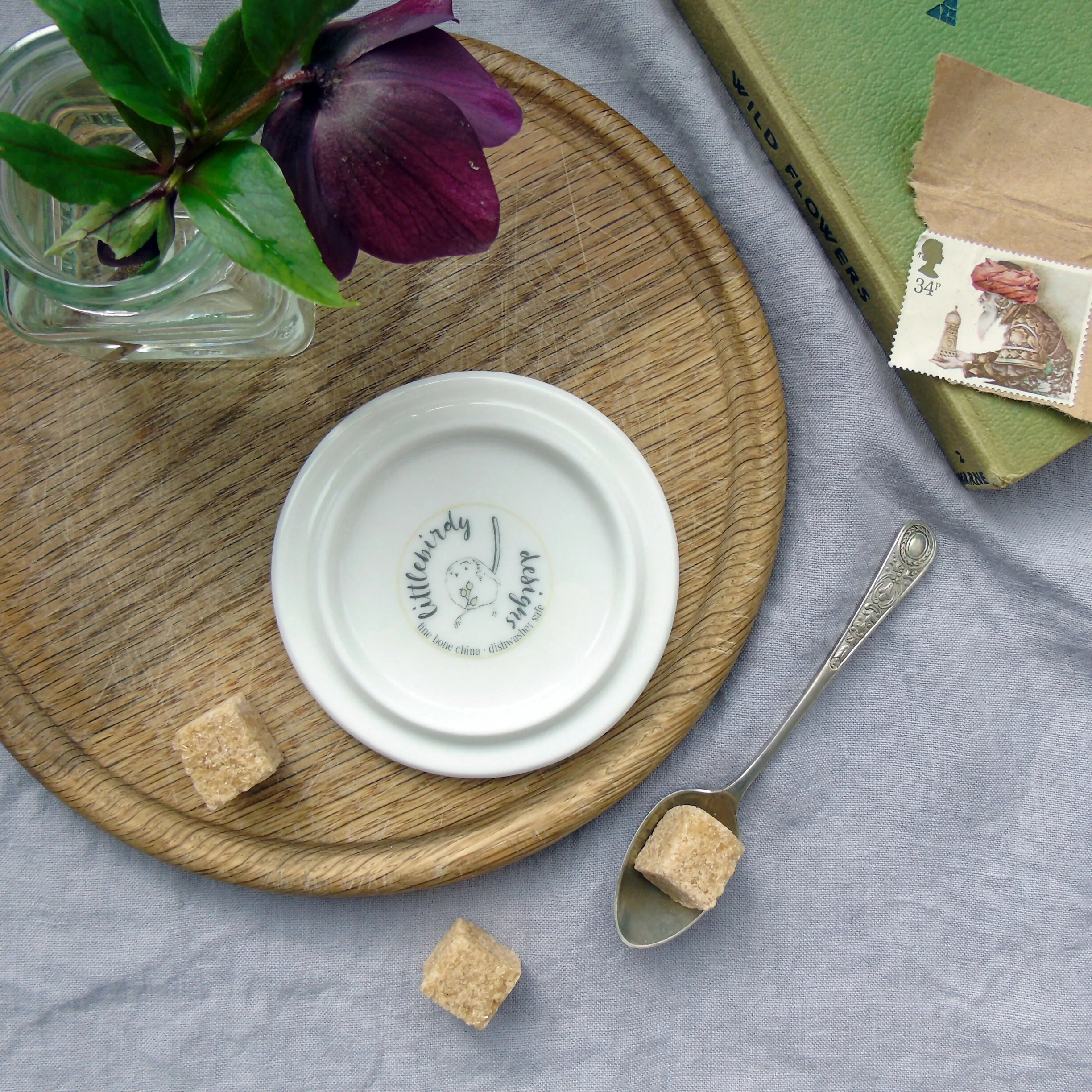 Robin and snowdrop Bone China Coaster - Image 5