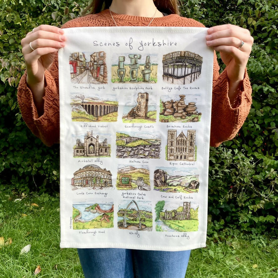 Scenes of Yorkshire Illustrated Tea Towel - Image 6