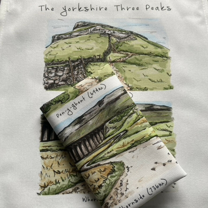 Yorkshire Three Peaks Illustrated Tea Towel - Image 4